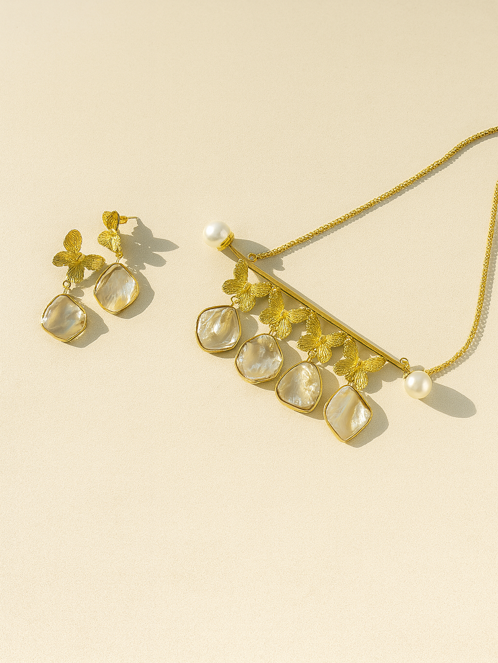 Natural Stone Necklace with Earrings