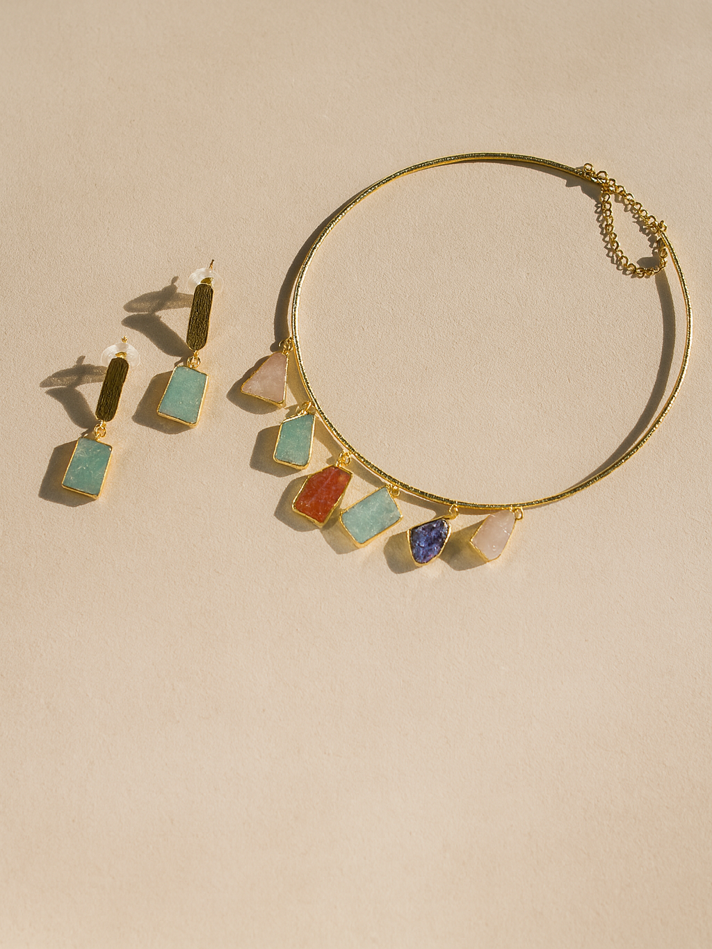 Natural Stone Necklace with Earring