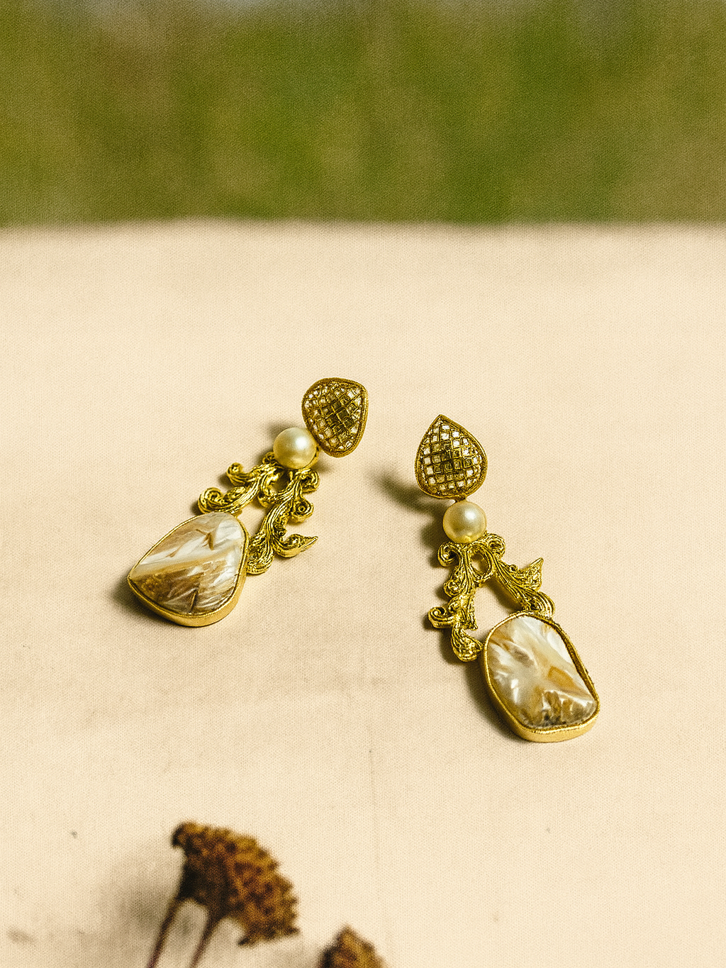 Natural Stone Drop Earring