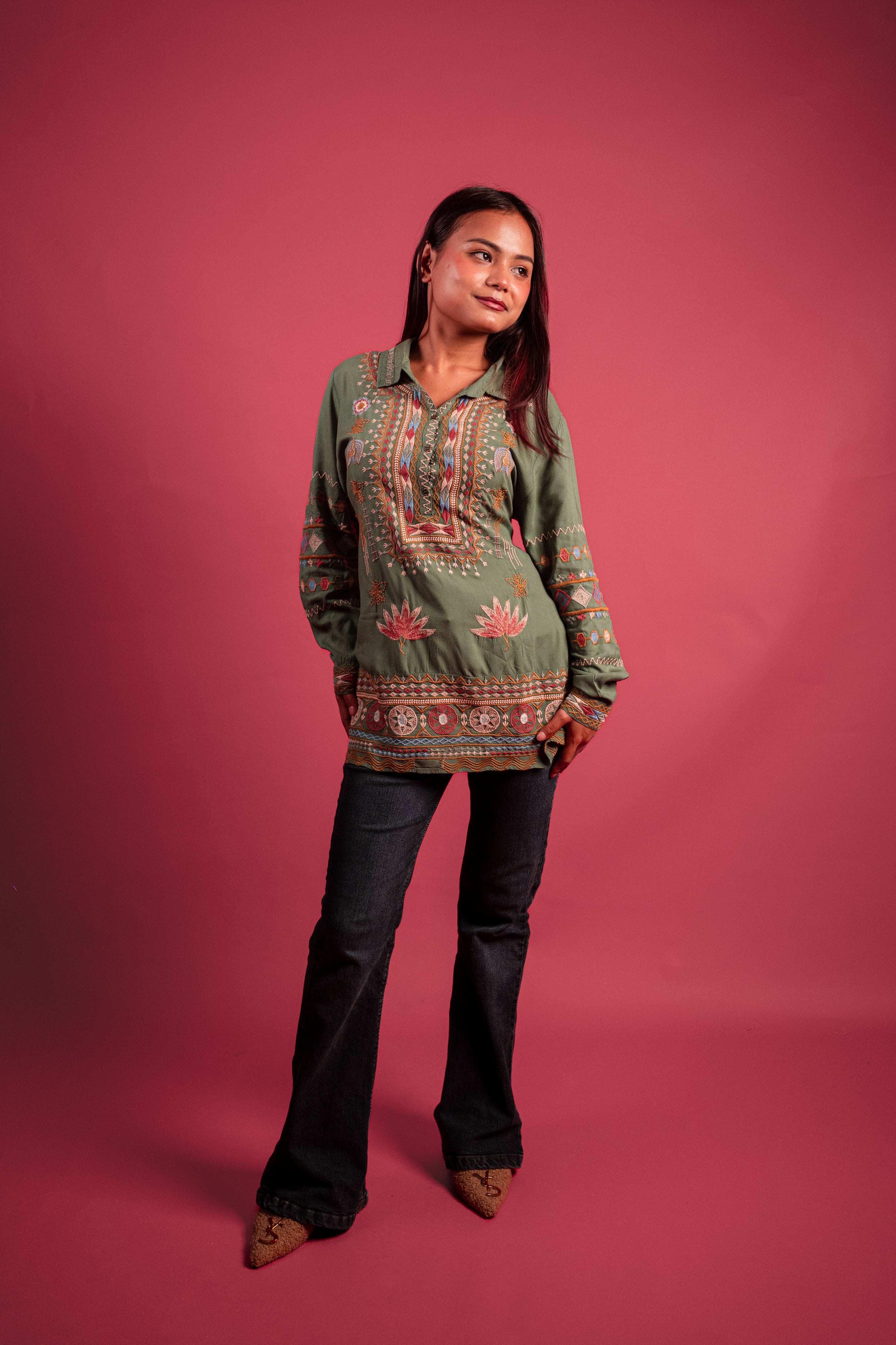 Viscose Green Tunic