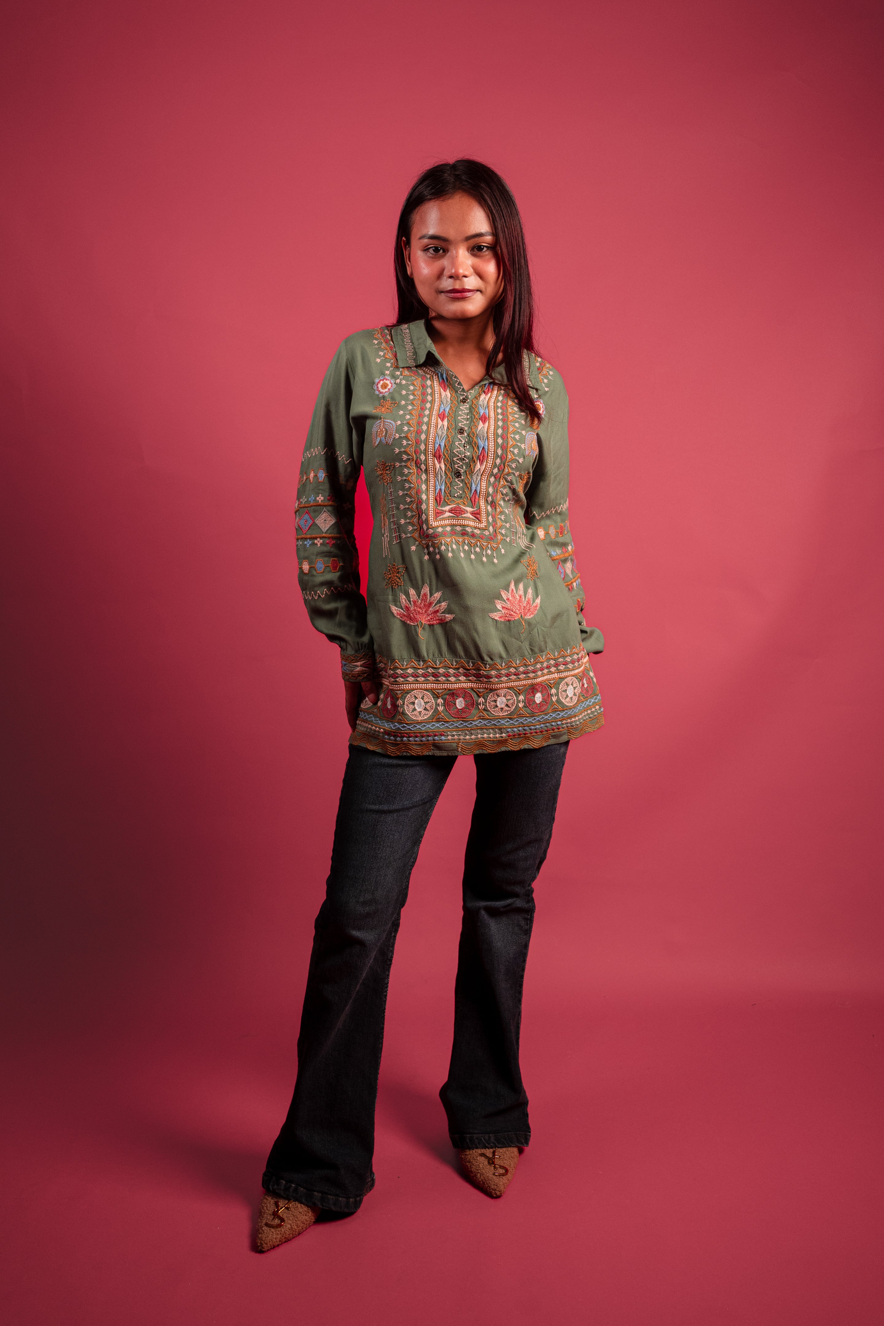 Viscose Green Tunic