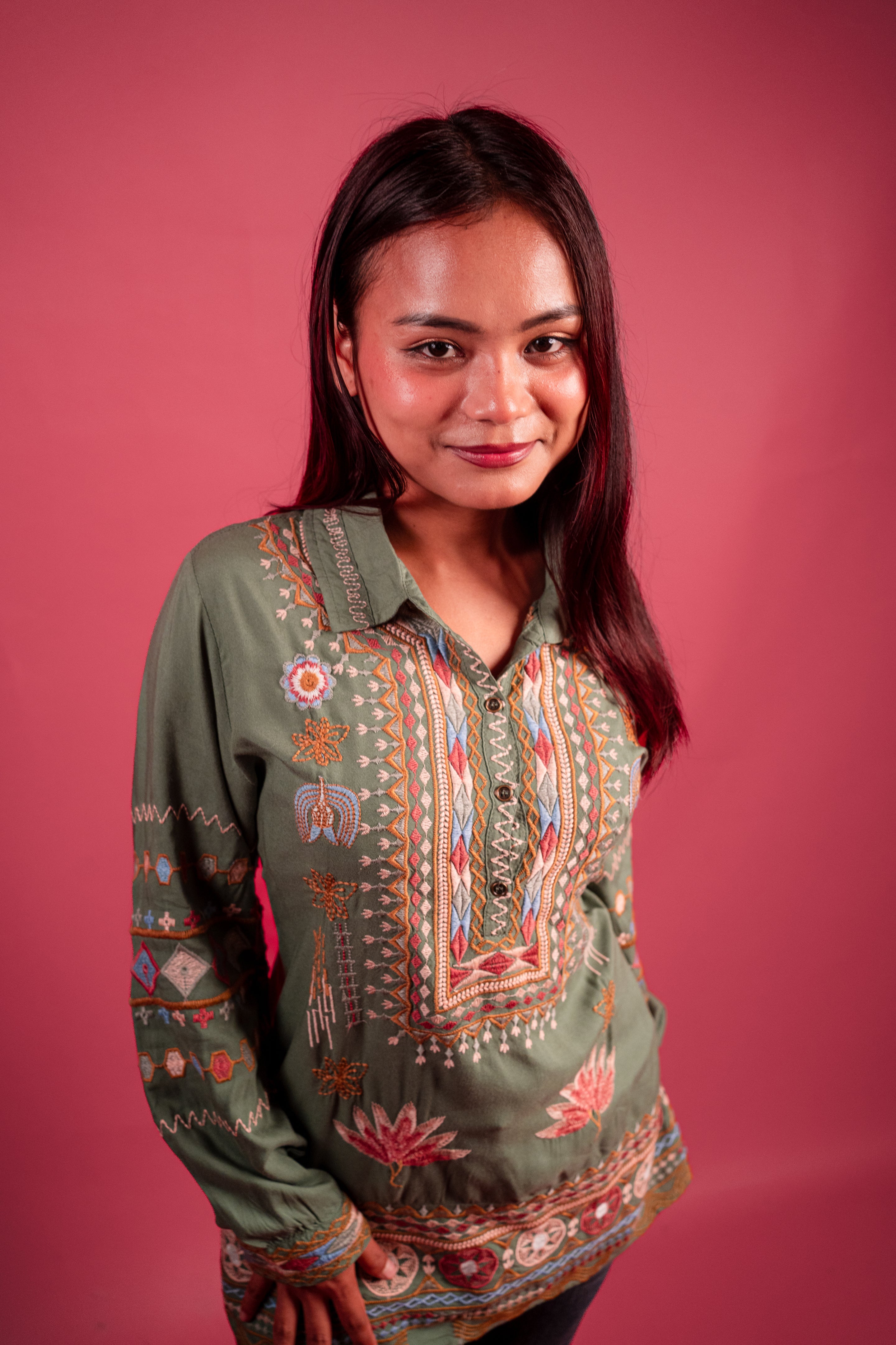 Viscose Green Tunic