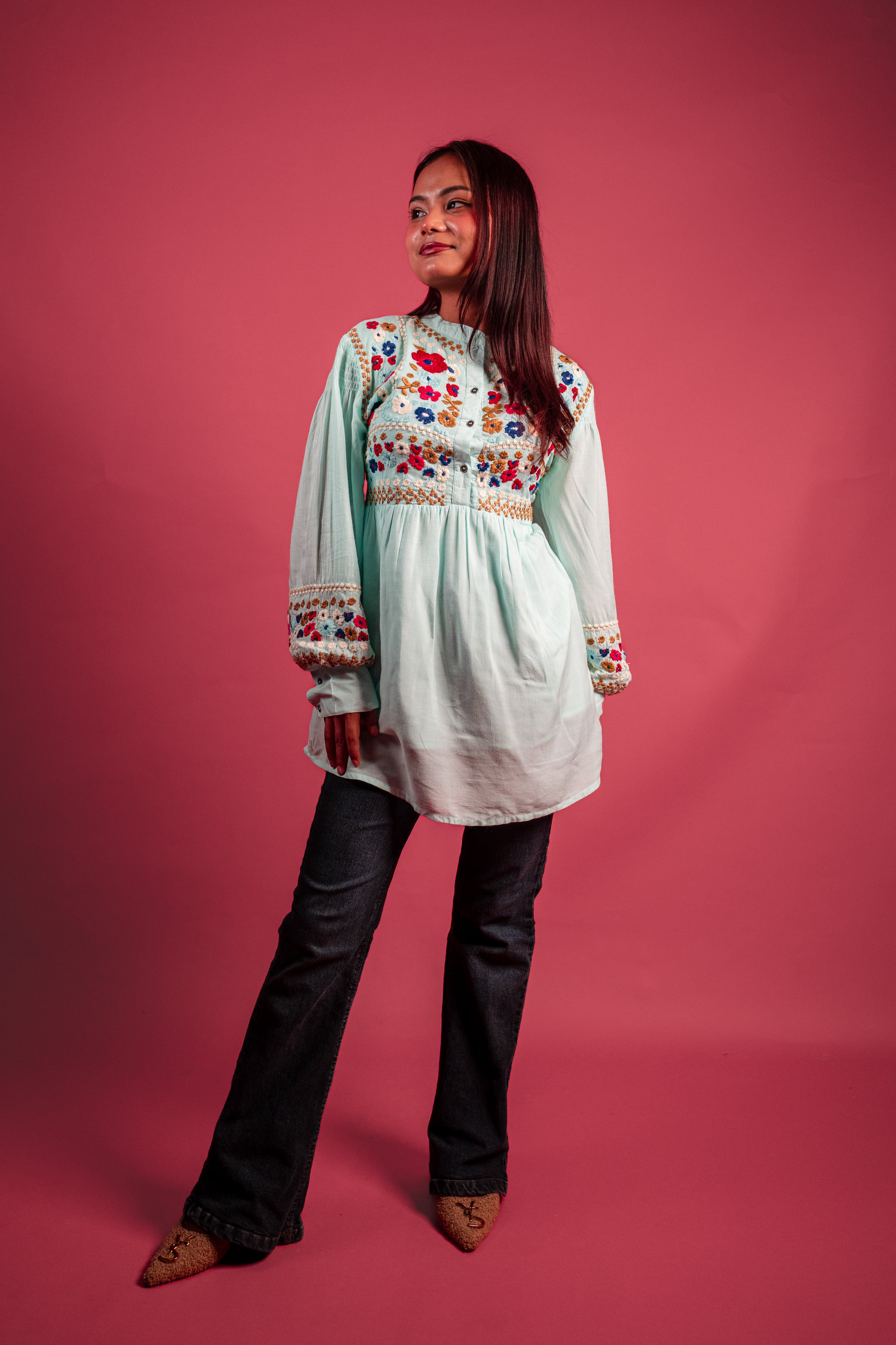 Viscose Aqua Blue Tunic