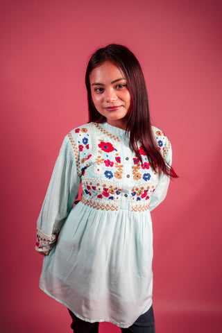 Viscose Aqua Blue Tunic