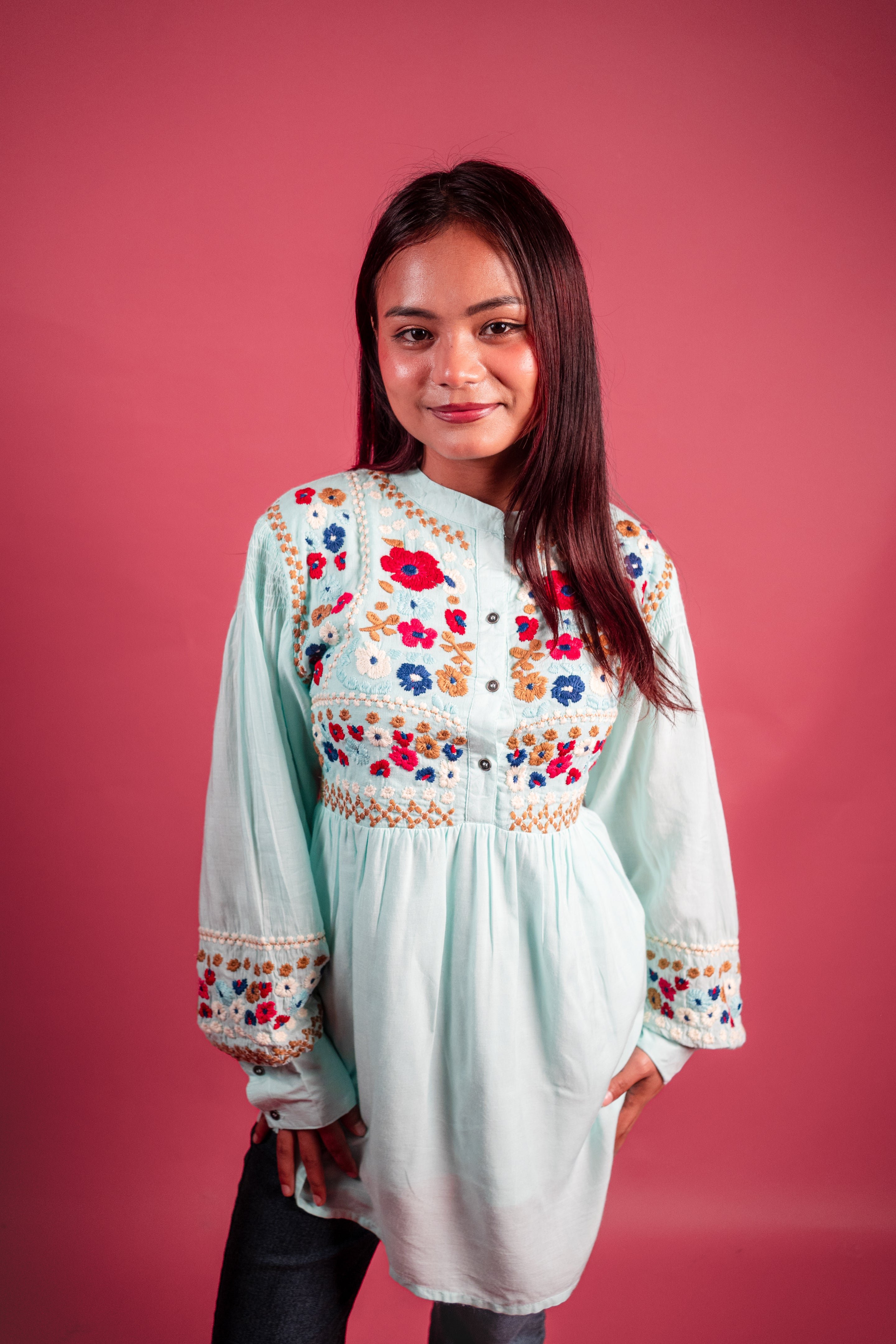 Viscose Aqua Blue Tunic