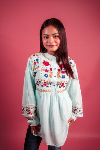 Viscose Aqua Blue Tunic