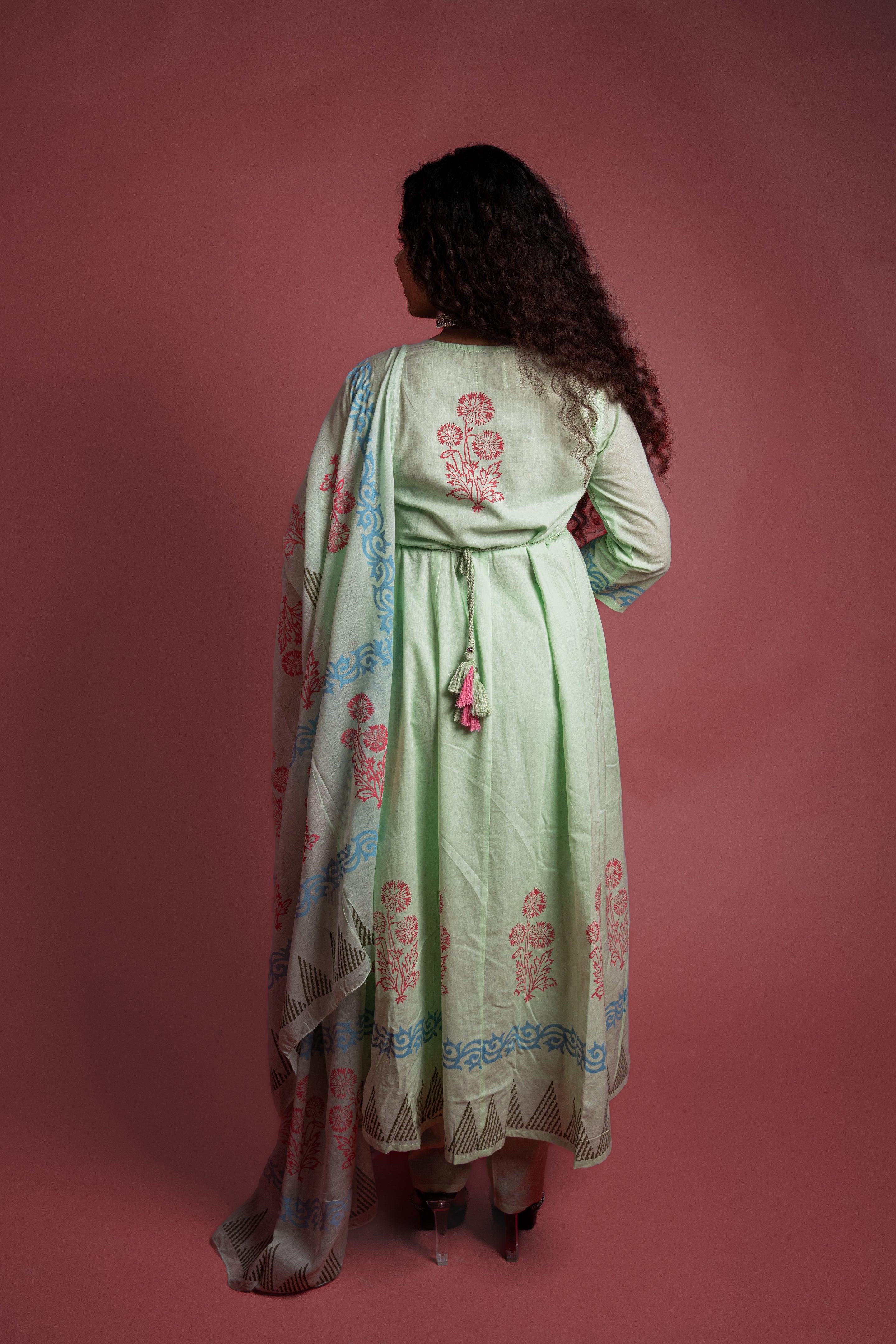 Mint Breeze Floral Embroidered Kurta Set