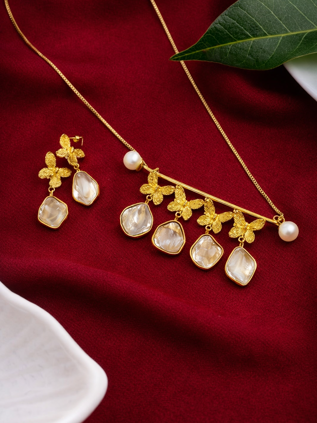 Natural Stone Necklace with Earrings