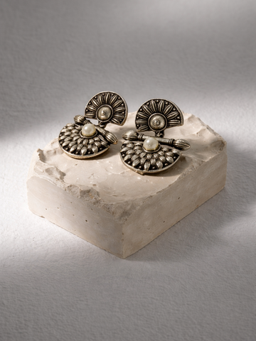 Oxidized Silver Earring
