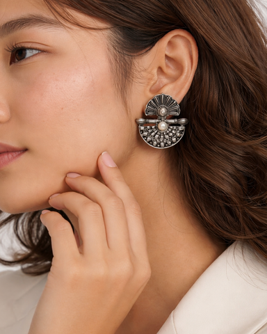 Oxidized Silver Earring