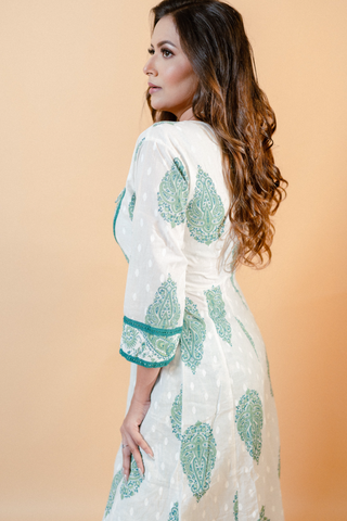 White Jaipuri Print Anarkali Salwar Set