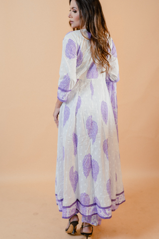 White Jaipuri Print Anarkali Salwar Set