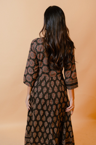 Jaipuri Block Print Anarkali Kurta Set with Dupatta