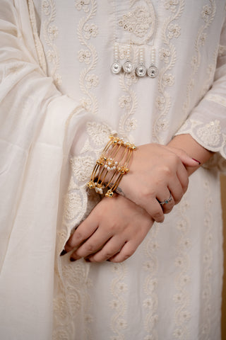 Off-White Embroidered Kurta Set