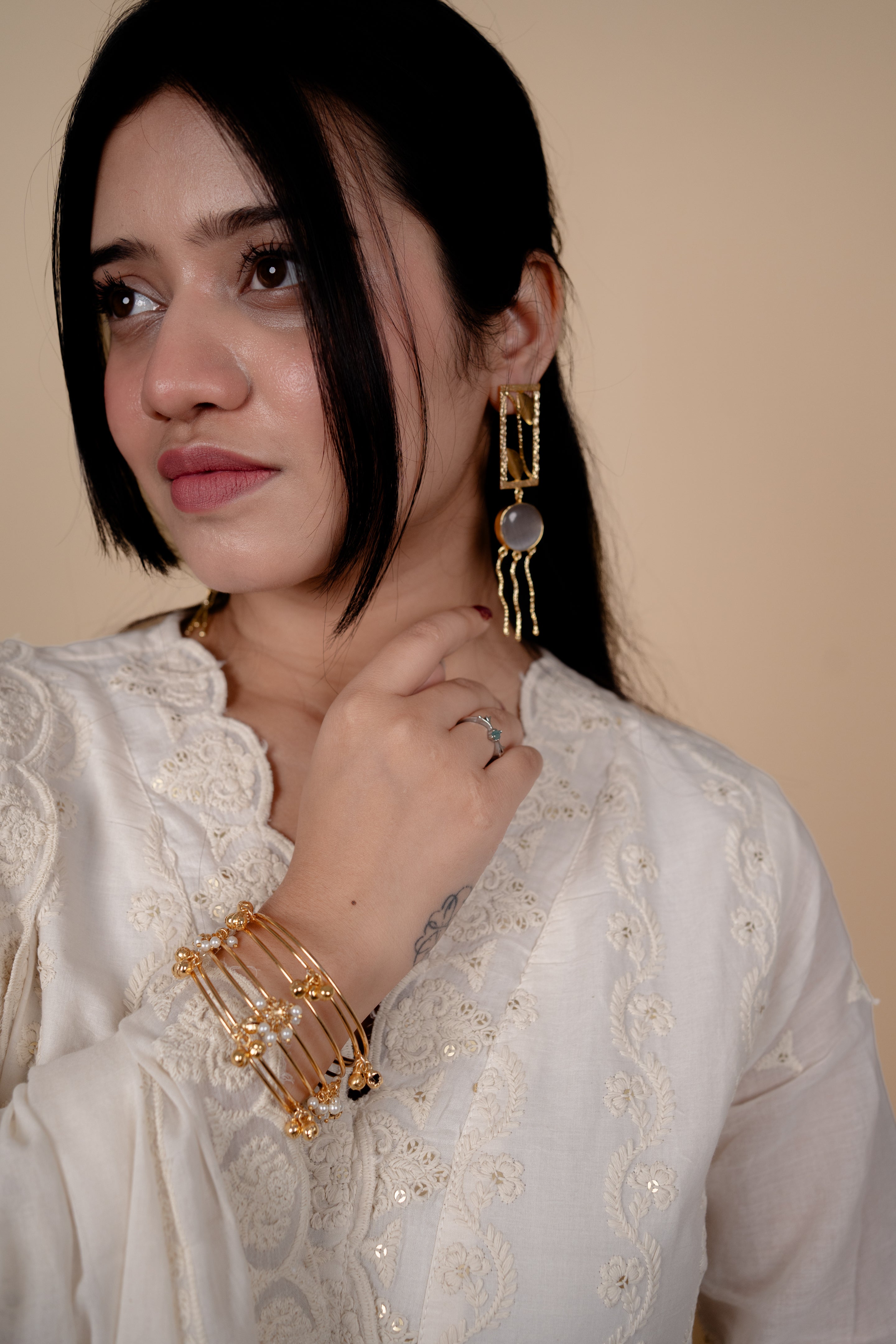 Off-White Embroidered Kurta Set