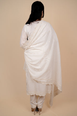 Off-White Embroidered Kurta Set