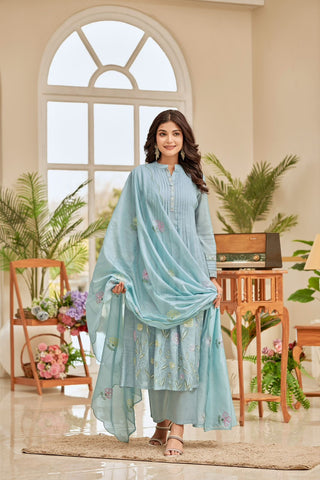 Mulmul Cotton Embroidery Suit