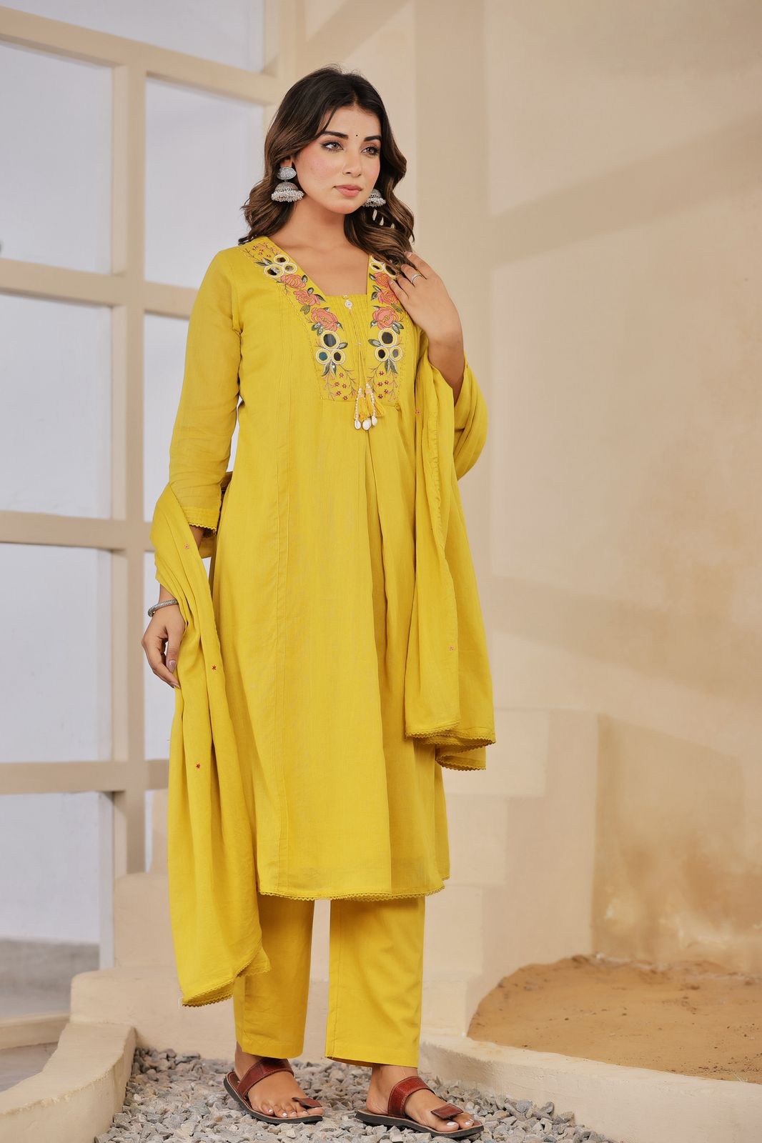 Embroidery Salwar Suit with Mirror Work