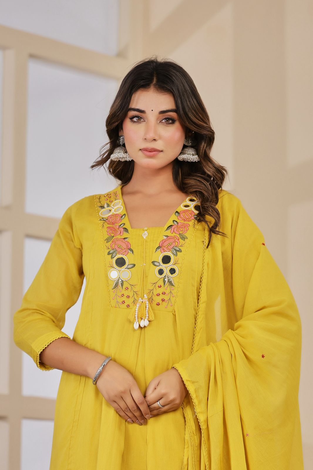 Embroidery Salwar Suit with Mirror Work