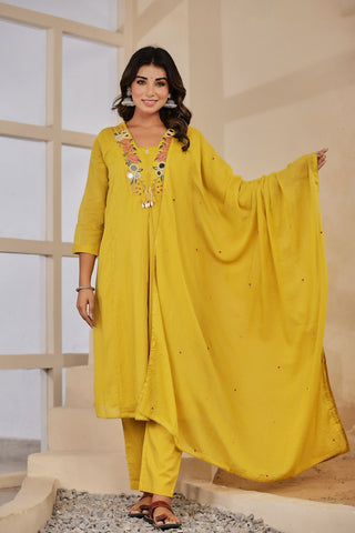Embroidery Salwar Suit with Mirror Work
