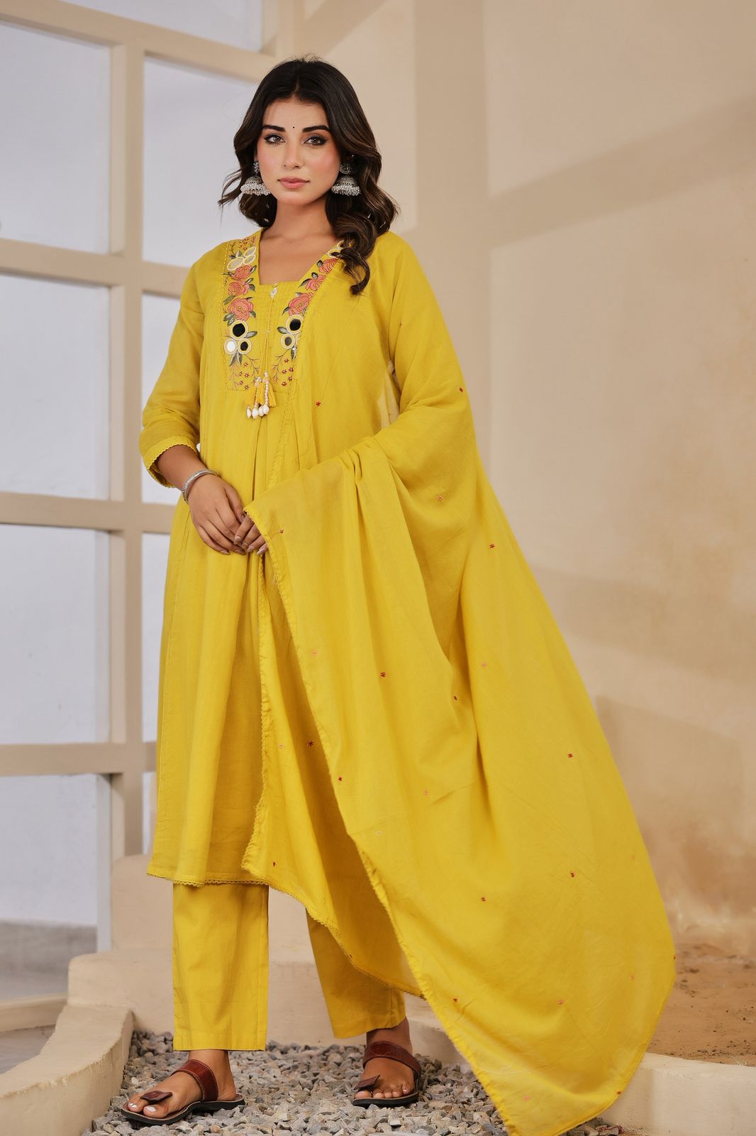 Embroidery Salwar Suit with Mirror Work