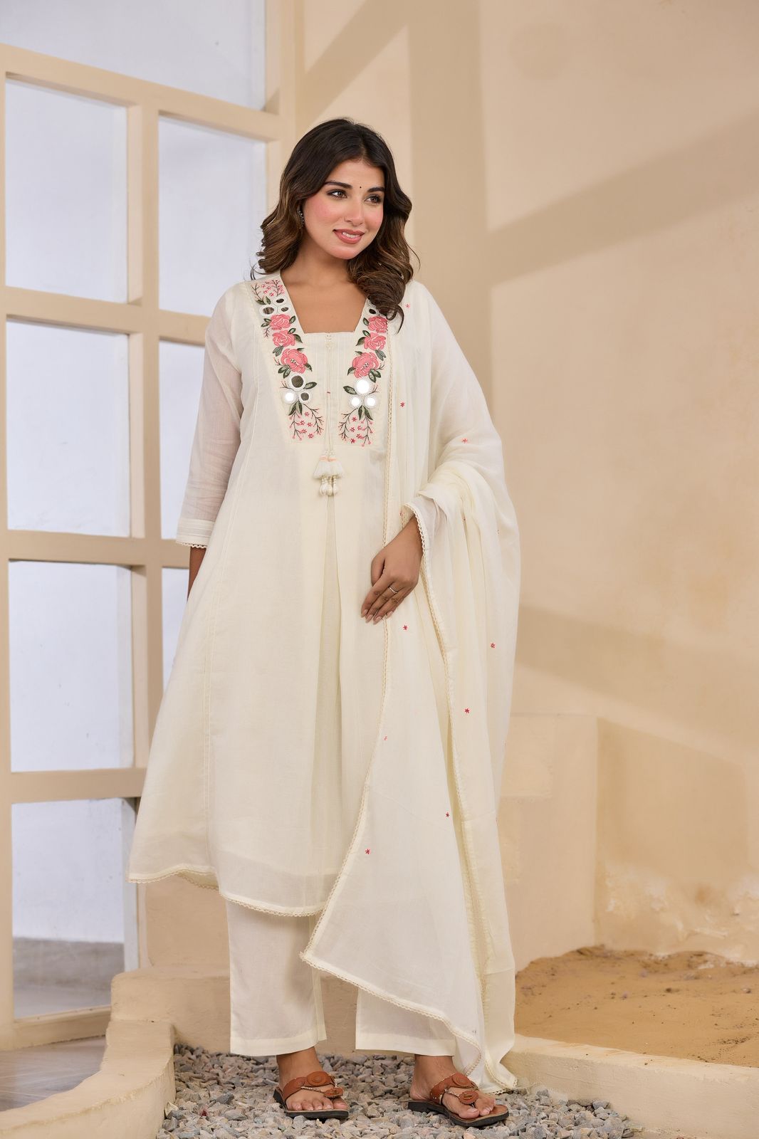 Embroidery Salwar Suit with Mirror Work
