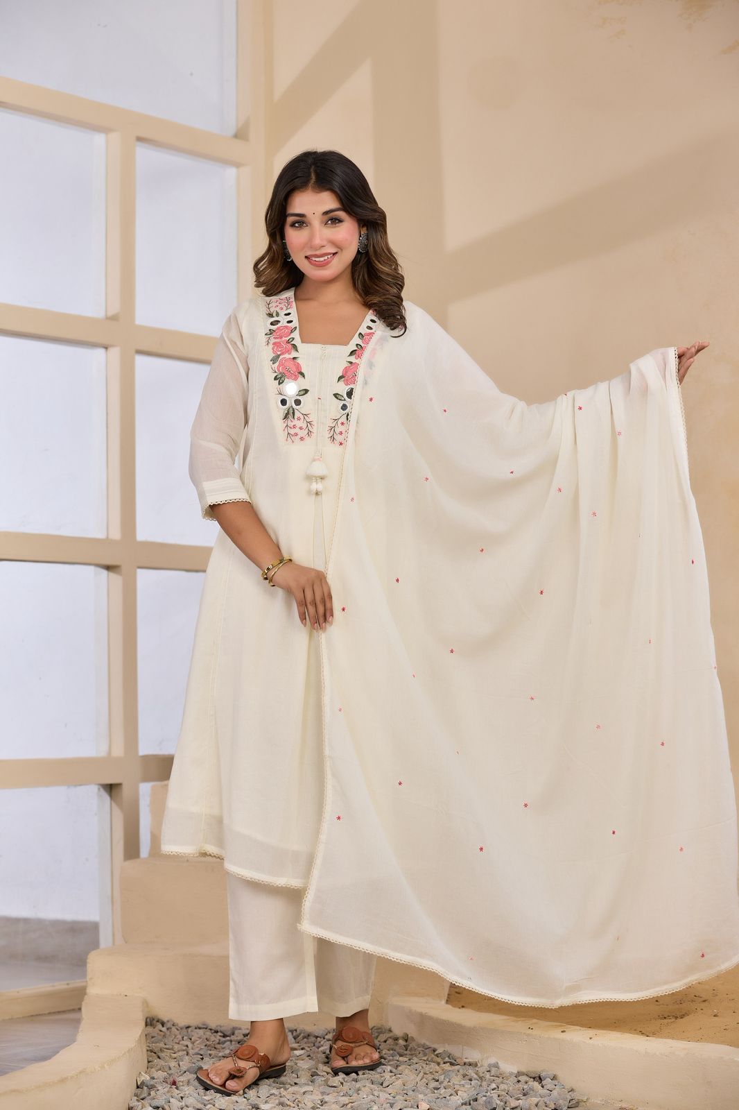 Embroidery Salwar Suit with Mirror Work